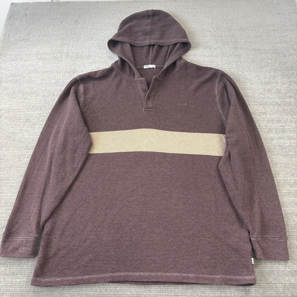 KATIN USA Horizon Long Sleeve Sweater Men XL Waffle Thermal Brown Hooded Surfer